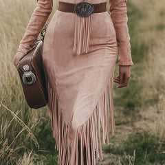Pink tassel midi dress from My Store, casual style with flowy fabric and tassel details, perfect for summer or casual outings.