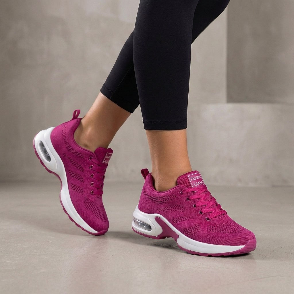 Purple Tammy Bradley women's knit sneakers with breathable fabric and stylish design, perfect for casual wear.