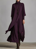 Red cotton turtleneck maxi dress for women by Tammy Bradley, featuring a fitted silhouette and elegant evening style.