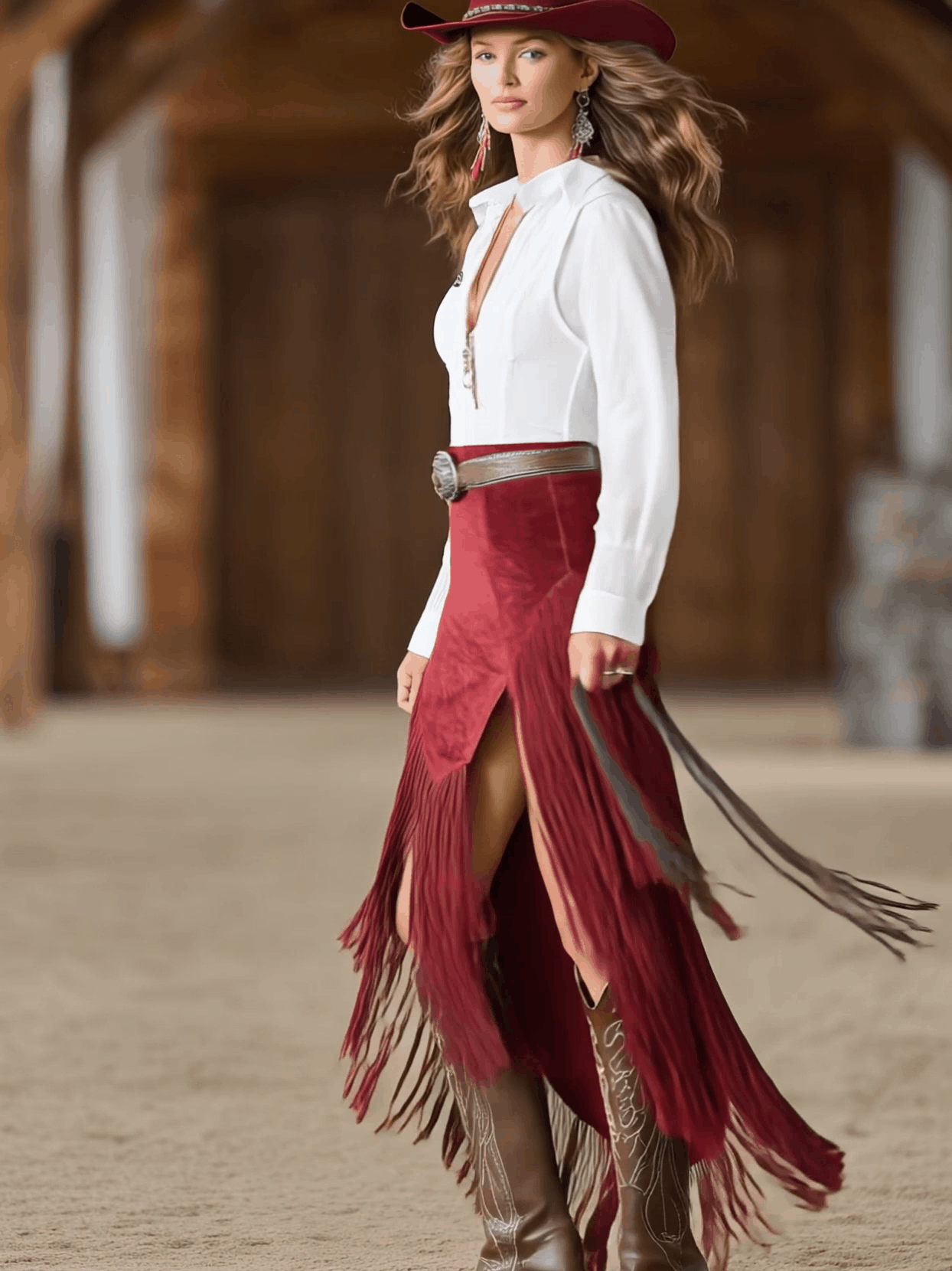 Red faux suede slit midi dress, casual style with a flowing silhouette, featuring a high slit and sleeveless design.