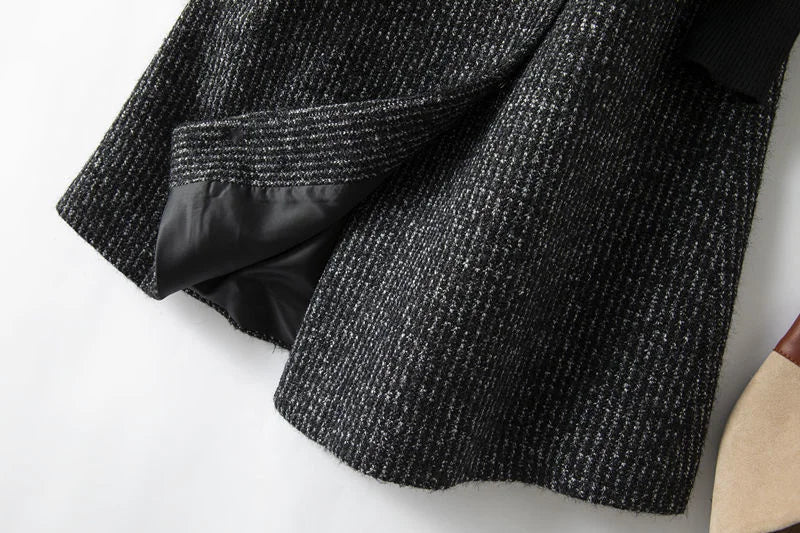 Tweed Wrap Vest Women Longline Belted Textured