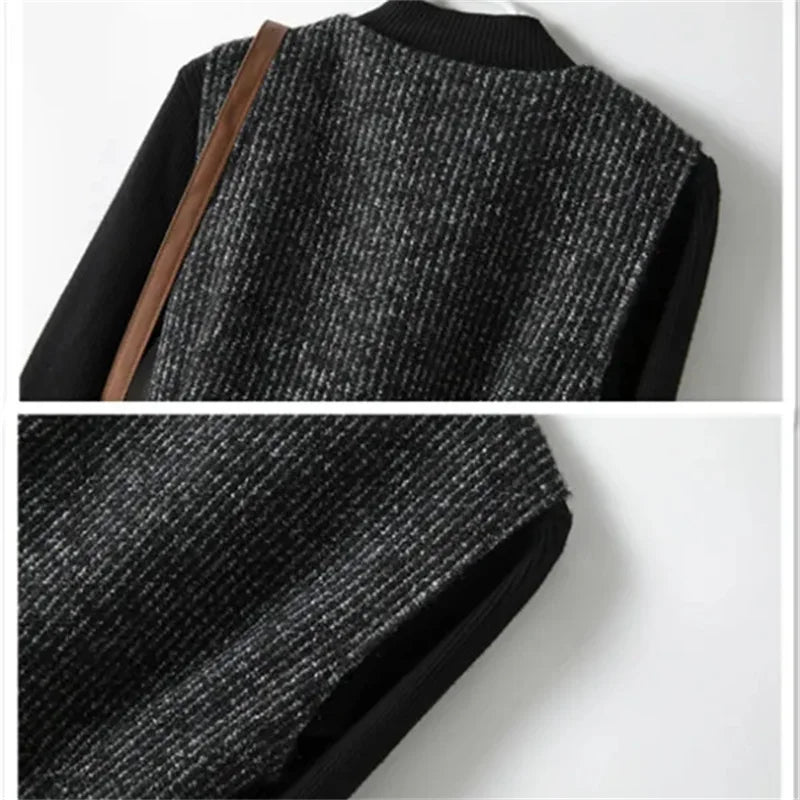 Tweed Wrap Vest Women Longline Belted Textured