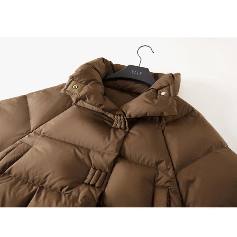 Quilted Parka Jacket Women Cropped High Neck Insulated