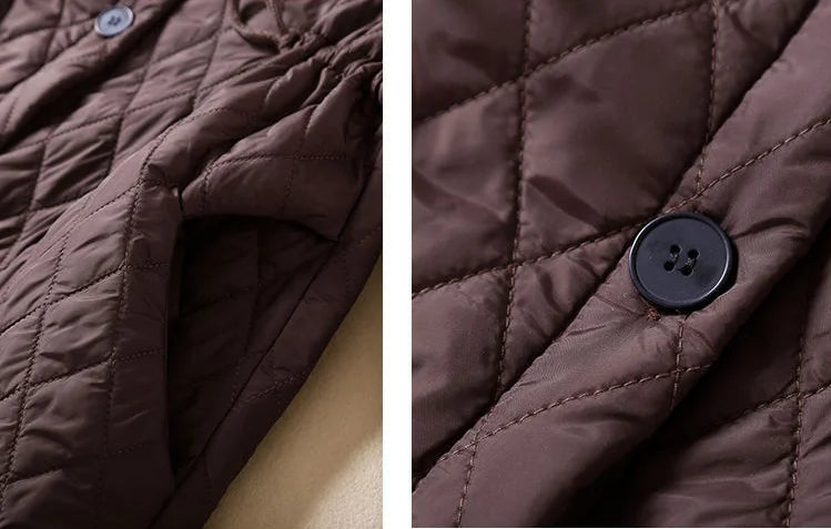Quilted Long Coat Women Belted Button Front Longline