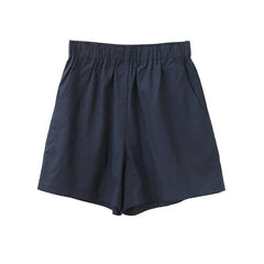 Women’s high-waist linen blend shorts with elastic waistband, stylish and comfortable pants for warm weather.