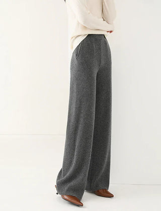 Wide-leg merino wool joggers for women, stylish and comfortable pants with a soft, cozy texture.