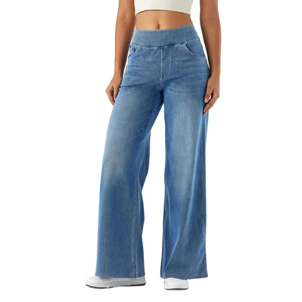 Women’s lace wide-leg high waist pull-on trousers, stylish and comfortable pants with elegant lace detailing and a flattering fit.