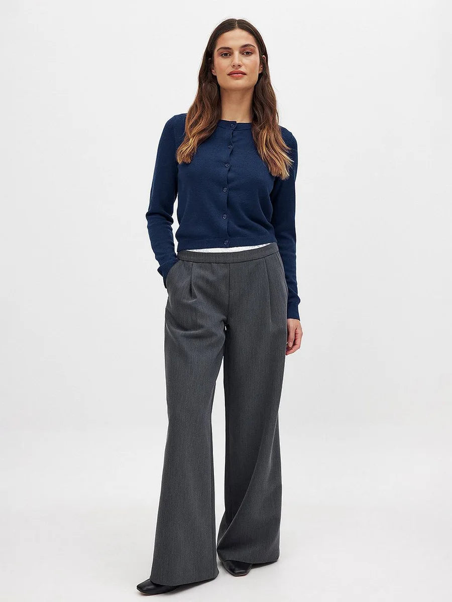 Knit Button Cardigan Women Round Neck Slim Fit