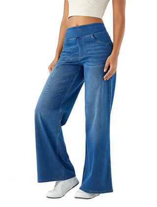 Women’s lace wide leg high waist trousers, pull-on style, stylish pants with an elegant design, perfect for modern fashion.