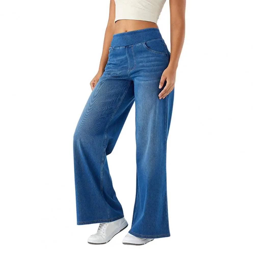 Women’s lace wide leg high waist trousers, pull-on style, stylish pants with an elegant design, perfect for modern fashion.