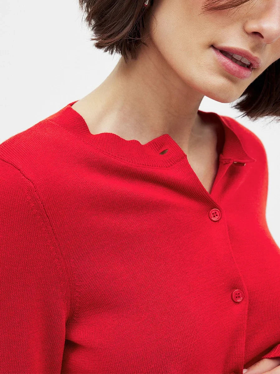 Knit Button Cardigan Women Round Neck Slim Fit