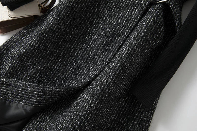Tweed Wrap Vest Women Longline Belted Textured
