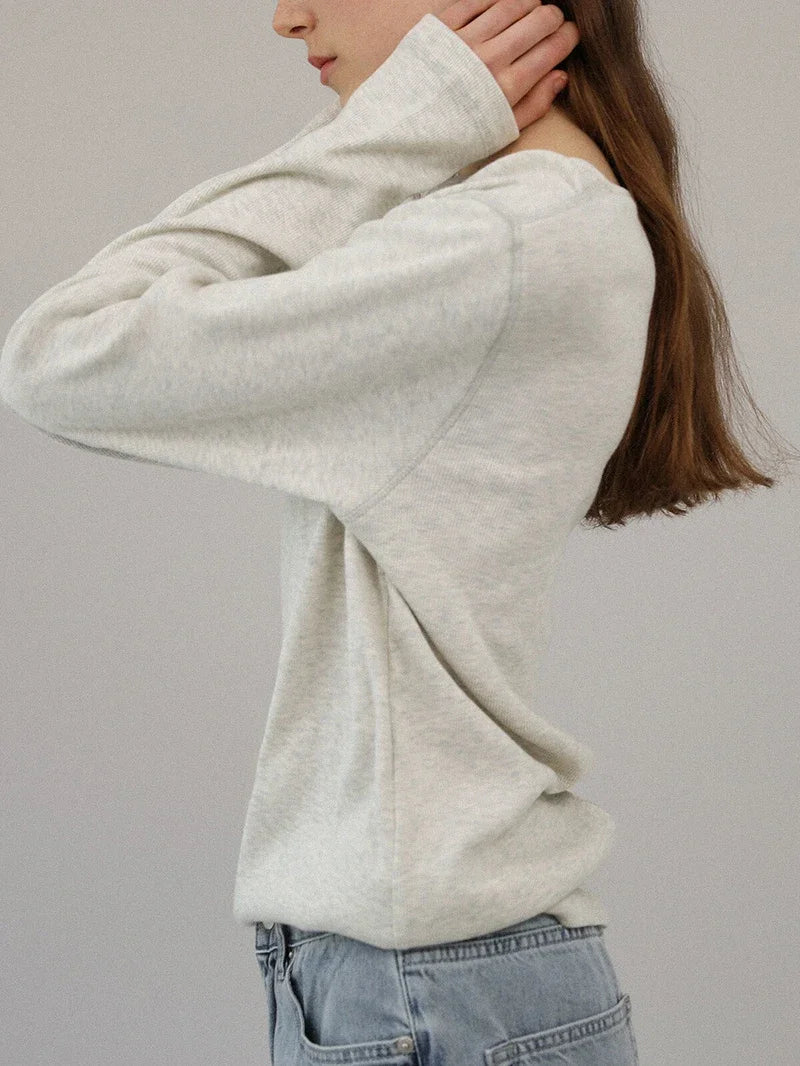 Long Sleeve Knit Tee Women Cotton Blend Relaxed Fit
