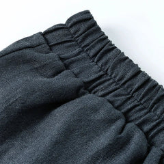 Linen cropped wide-leg drawstring trousers for women with a loose fit and pull-on design, featuring a relaxed, breathable style.