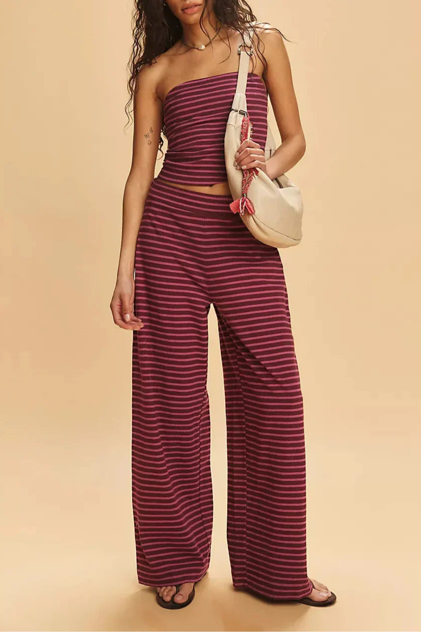 Women's knit wide-leg trousers from My Store, loose pull-on pants with a comfortable, relaxed fit and stylish design.