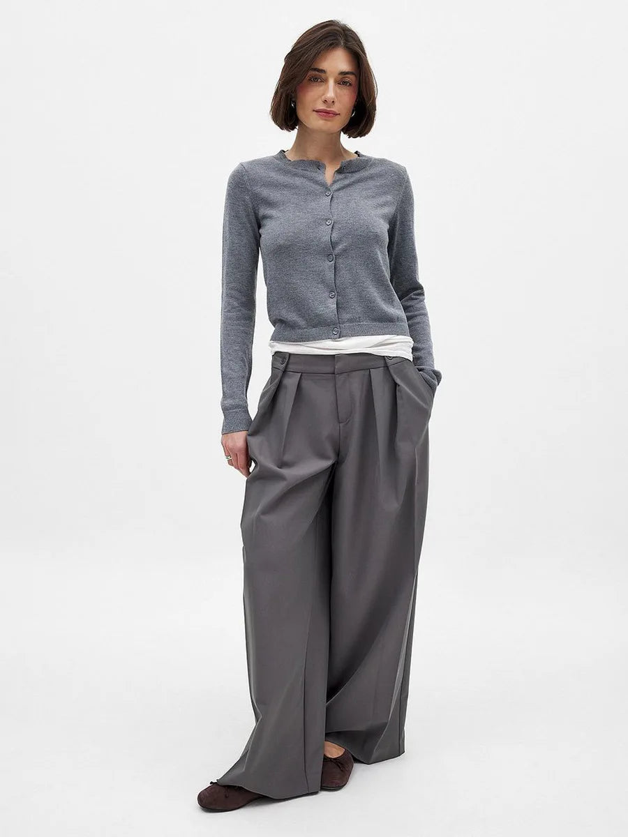 Knit Button Cardigan Women Round Neck Slim Fit
