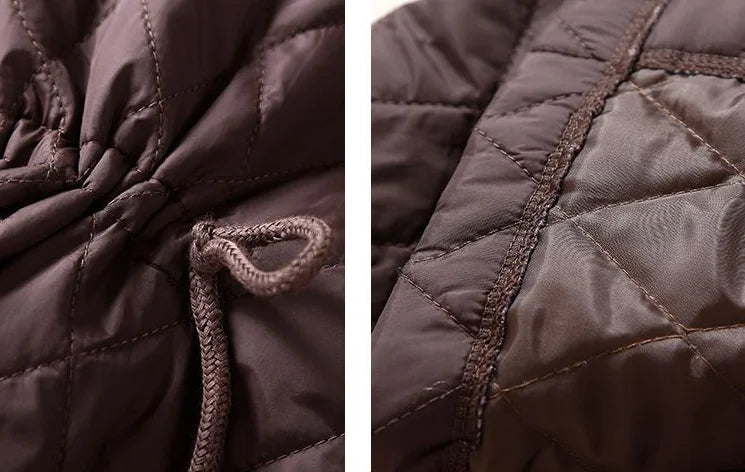 Quilted Long Coat Women Belted Button Front Longline