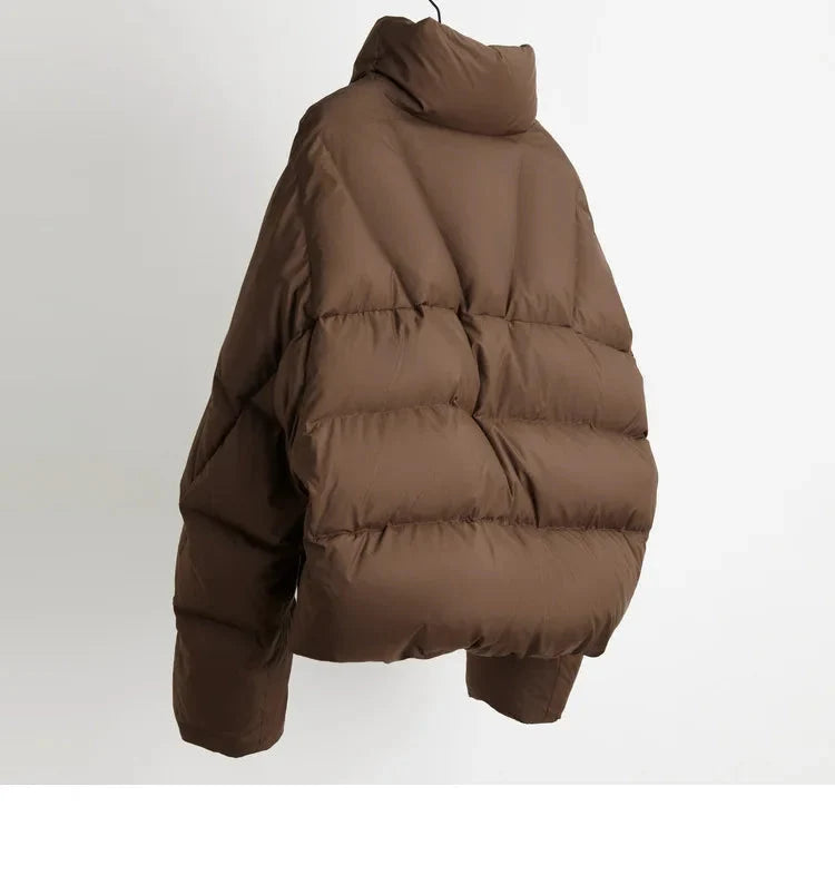 Quilted Parka Jacket Women Cropped High Neck Insulated