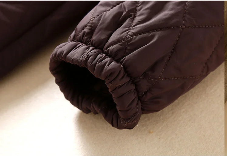 Quilted Long Coat Women Belted Button Front Longline