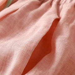 Beige tapered linen trousers for women, loose pull-on style, comfortable and stylish pants from My Store.