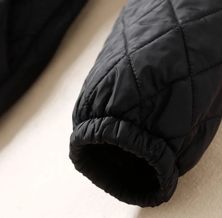 Quilted Long Coat Women Belted Button Front Longline