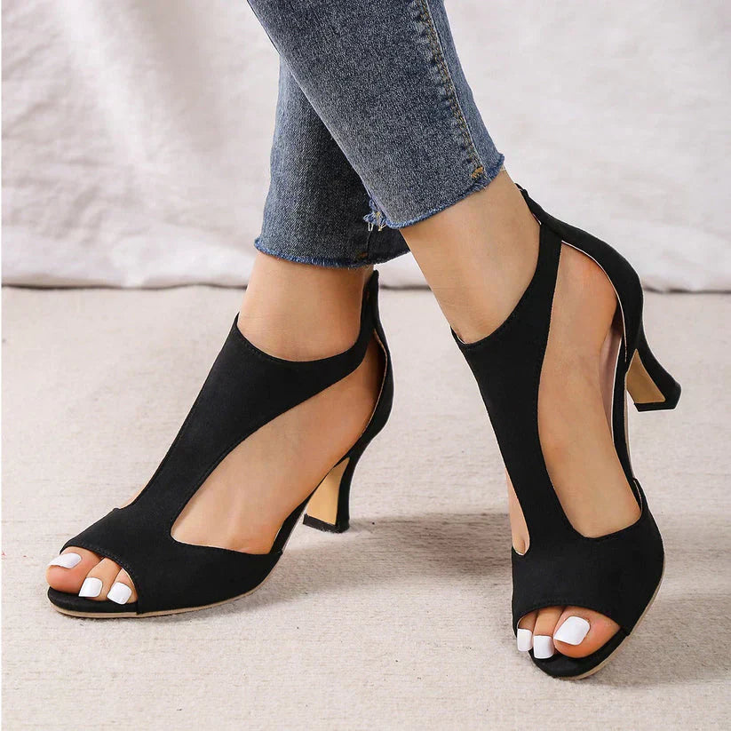 Orthopedic women's heeled sandals with non-slip soles, stylish design, and supportive footbed for comfortable wear.