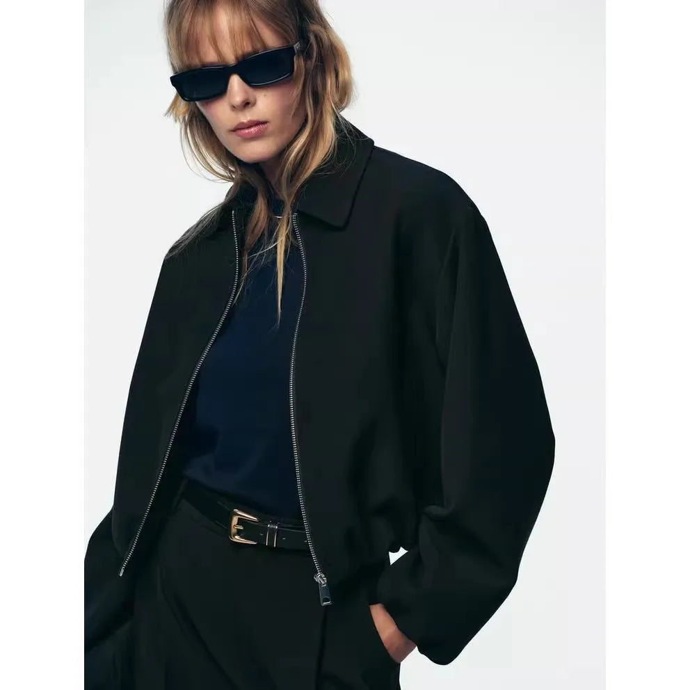 Puffer Jacket Women Zip Front Relaxed Elastic Hem