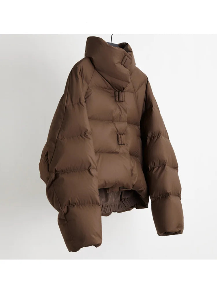 Quilted Parka Jacket Women Cropped High Neck Insulated