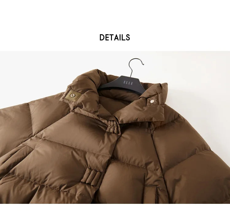 Quilted Parka Jacket Women Cropped High Neck Insulated