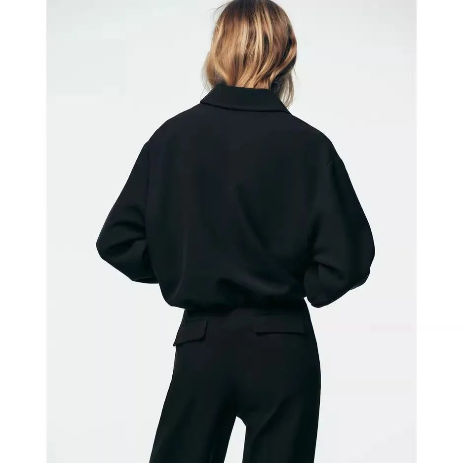Puffer Jacket Women Zip Front Relaxed Elastic Hem