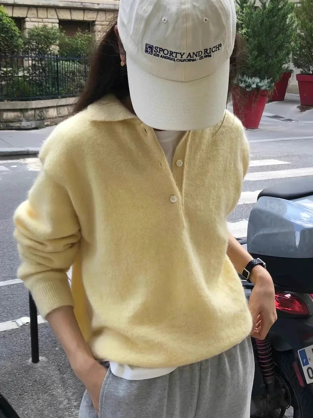Wool Knit Hoodie Women Relaxed Fit Casual Pullover