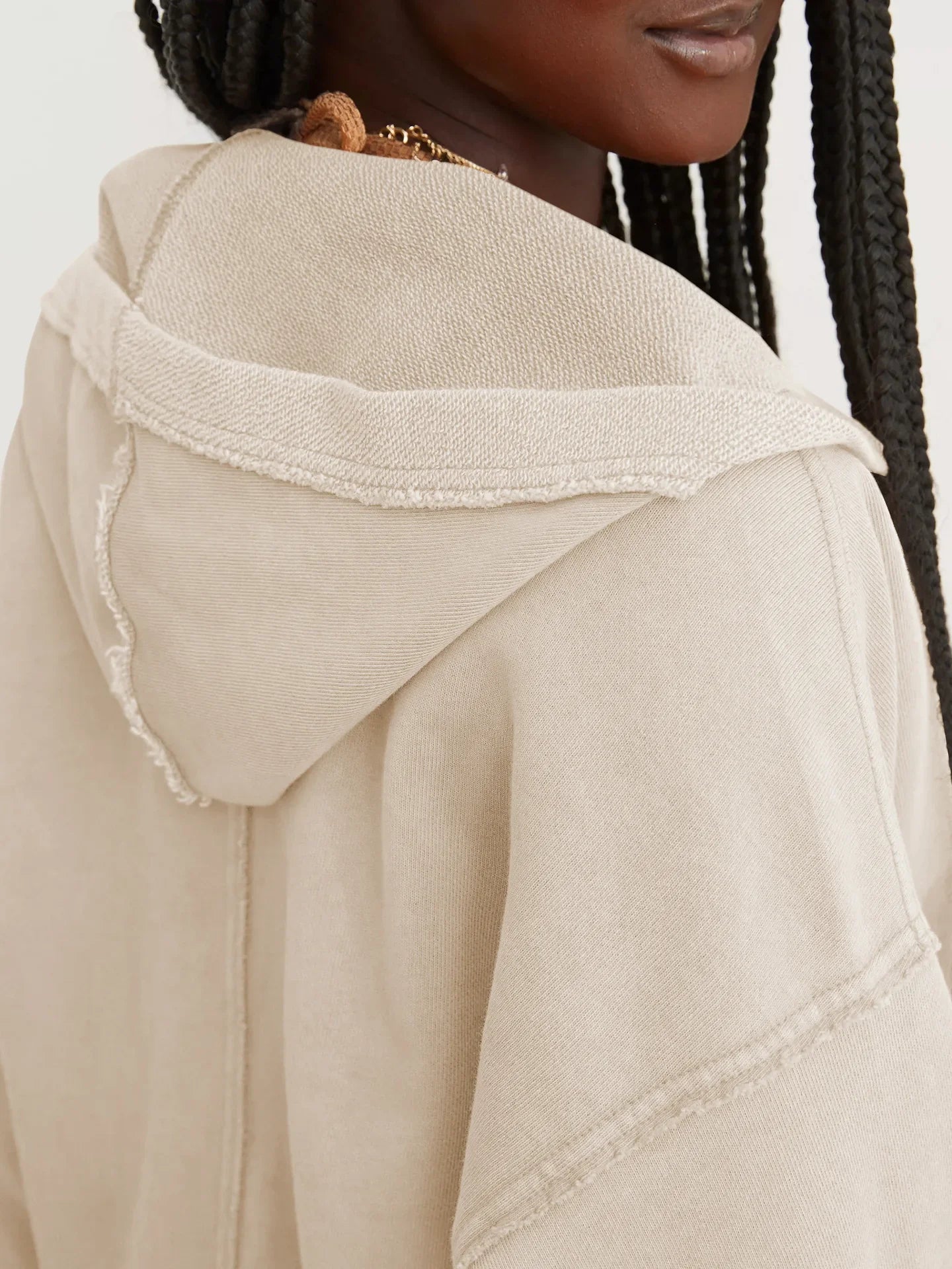 Cropped Hoodie Women Relaxed Fit Cotton Blend Casual