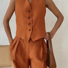 Women’s white wide leg linen trousers with high waist, stylish and comfortable pants for casual or summer wear.