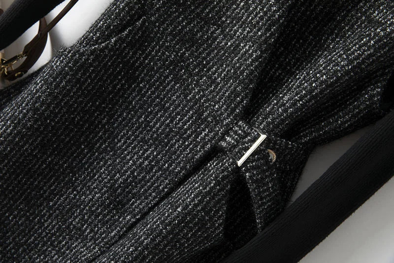Tweed Wrap Vest Women Longline Belted Textured
