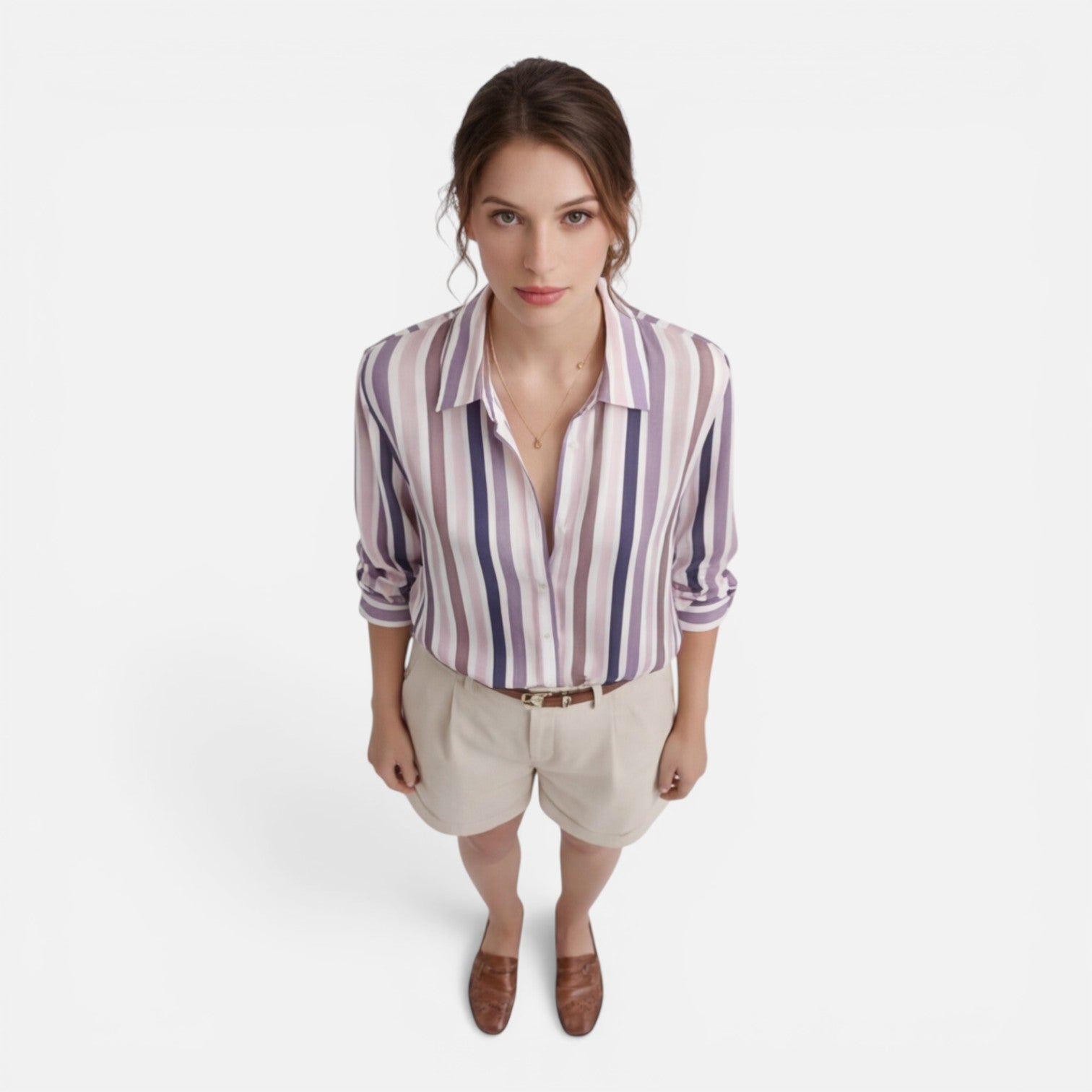 Lightweight women's summer blouse with vertical stripes, casual and stylish shirt for warm weather by My Store.