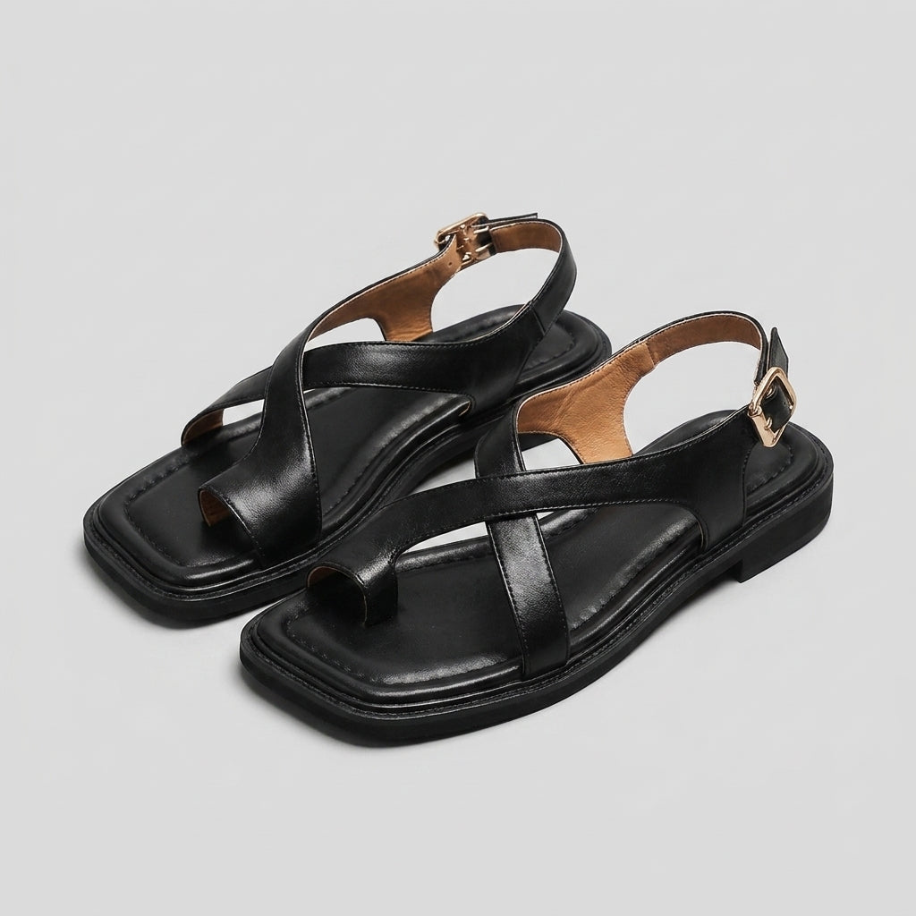 Square-toe block-heel criss-cross sandals for women by Tammy Bradley, featuring stylish design and comfortable fit.