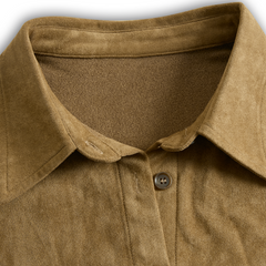 Suede long sleeve midi dress for women featuring a fitted silhouette and soft texture in a rich, warm tone.