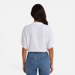 Lightweight women's chiffon V-neck blouse in soft pastel, casual summer top, perfect for warm weather and everyday wear.