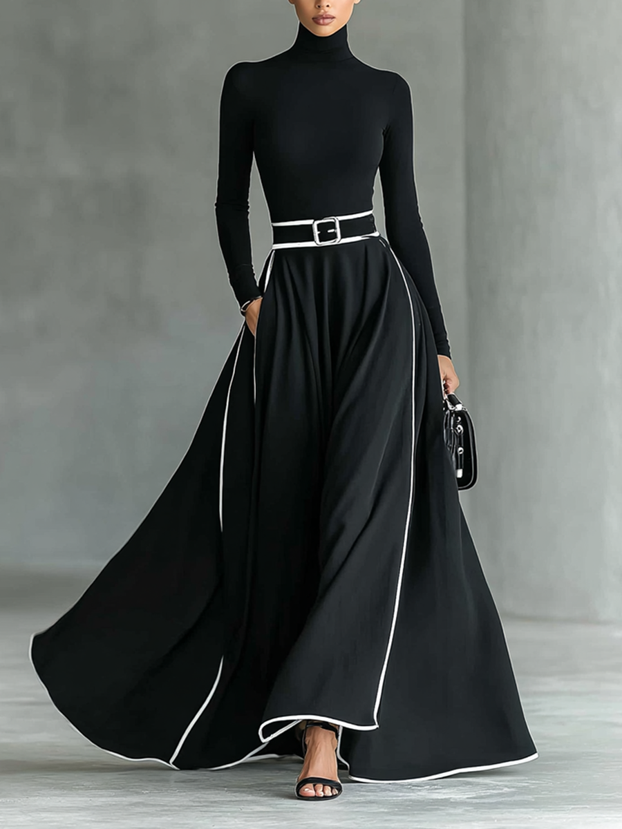 White long sleeve maxi dress for women featuring a flowing silhouette and elegant design, perfect for casual or formal occasions.