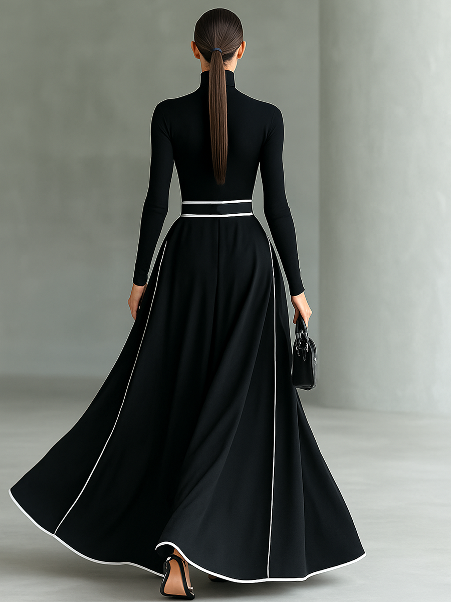 White long sleeve maxi dress for women, flowing fabric and elegant design, perfect for casual or formal occasions.