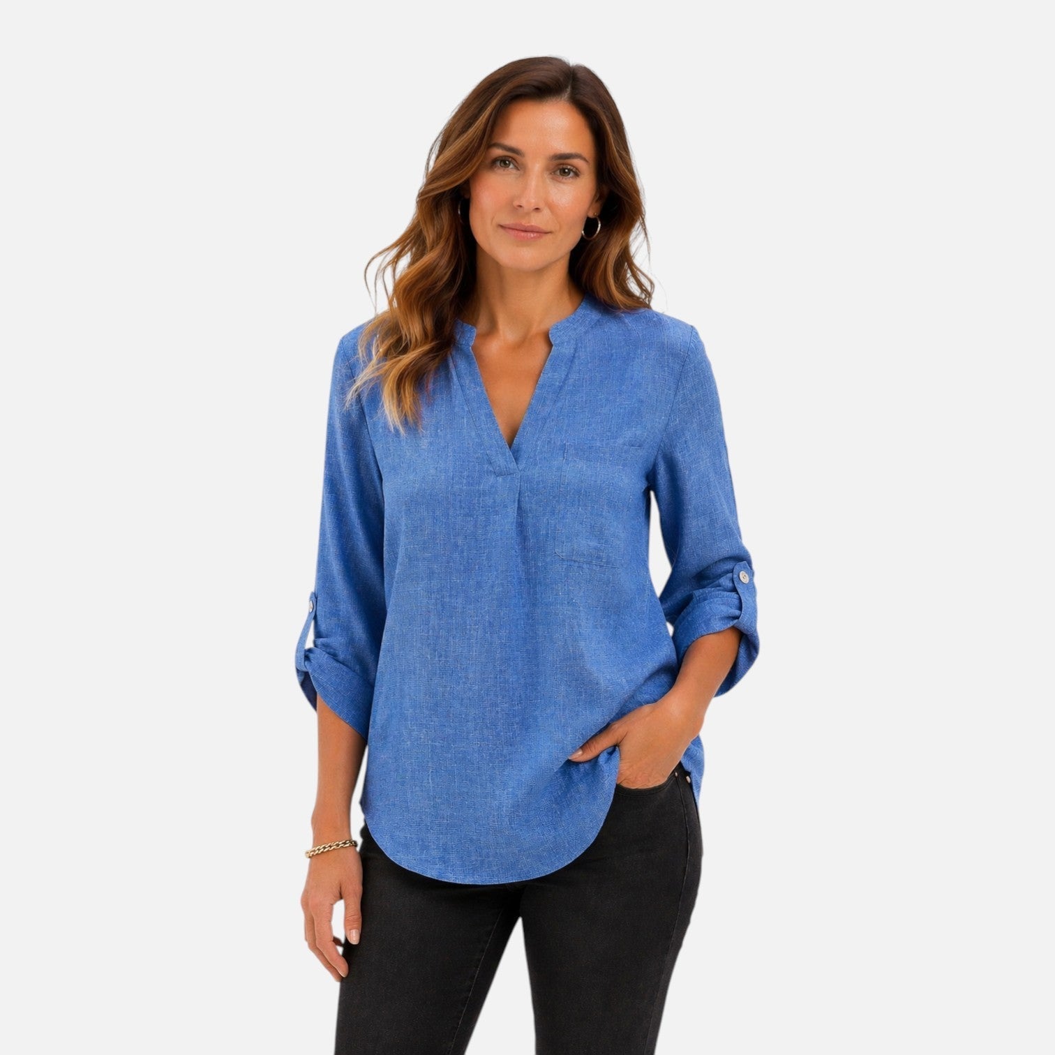 Women's elegant V-neck long sleeve blouse, dressy casual top, stylish shirt for women, from My Store.