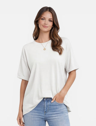 Women’s oversized cotton T-shirt from My Store, relaxed fit, lightweight, breathable daily wear, casual women's shirt.