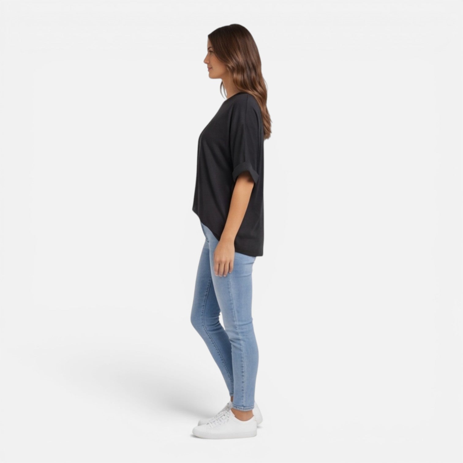 Women's oversized cotton T-shirt by My Store, relaxed fit, lightweight, breathable daily wear shirt, casual and comfortable.