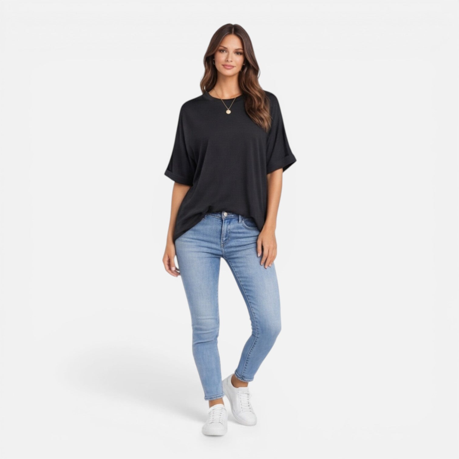 Women’s oversized cotton T-shirt by My Store, relaxed fit, lightweight, breathable daily wear top, casual women’s shirt.