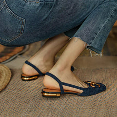 Women's orthopedic sandals with buckle, adjustable strap, and arch support, featuring a comfortable design and supportive sole.