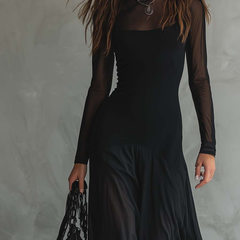 Elegant flowy tulle maxi dress for women, featuring a soft, airy design perfect for formal occasions.