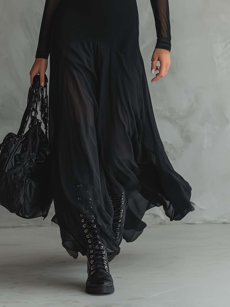 Flowy tulle elegant maxi dress for women featuring a graceful silhouette and delicate fabric, perfect for formal occasions.