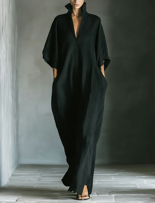 Women's summer maxi dress with V-neck and kimono sleeves, stylish and flowy, perfect for warm weather fashion.