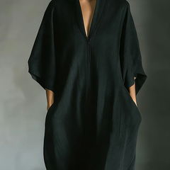 V-neck summer maxi dress for women with kimono sleeves, flowing fabric, stylish and comfortable for warm weather wear.