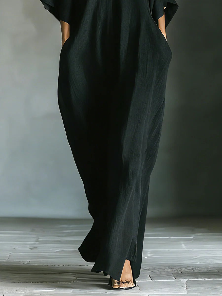 Women’s summer maxi dress with v-neck and kimono sleeves, stylish floral print, lightweight fabric, and flowy fit.